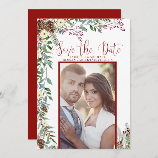 休日のエレガントブランチ日付の写真を保存 シーズンカード (正面/裏面)