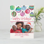 休日のオーナメントクリスマスフォト シーズンカード (スタンド正面)