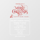 休日のオープニング時間、メリークリスマスウィンドウの愛着 ウィンドウサイン (シート)