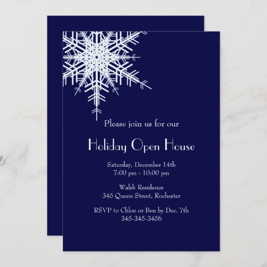 休日のオープンハウスのオフセットのSnowyの招待状 招待状 (正面/裏面)
