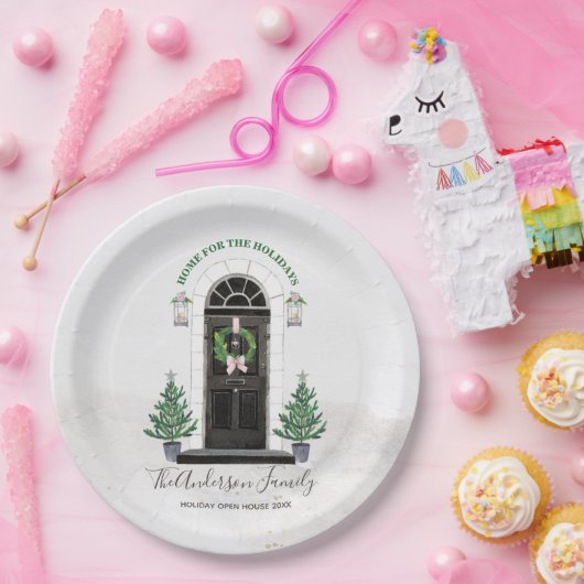 休日のオープンハウスのクリスマスのための家 ペーパープレート (パーティー)