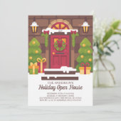 休日のオープンハウスのクリスマスのパーティの招待状 招待状 (スタンド正面)