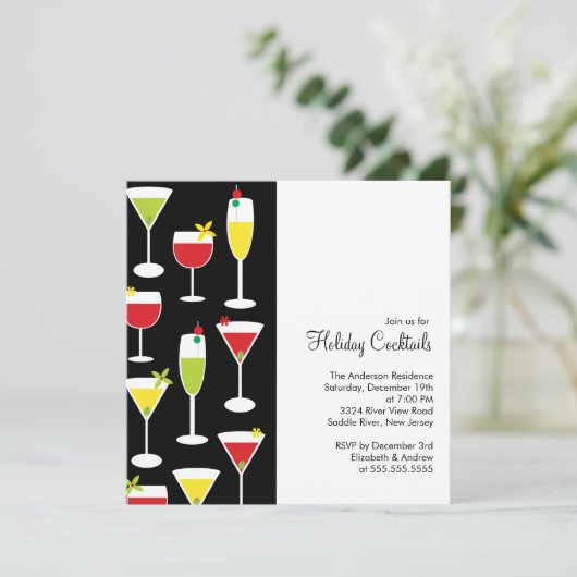 休日のカクテルのクリスマスのパーティの招待状 招待状 (スタンド正面)