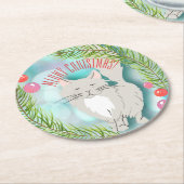 休日のカクテルMeowy (メリークリスマス) ラウンドペーパーコースター (アングル)