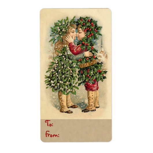 休日のキスクリスマスラベルのギフト ラベル (正面)