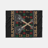 休日のギターの醜いクリスマスのセーターを揺すって下さい フリースブランケット (正面(横))