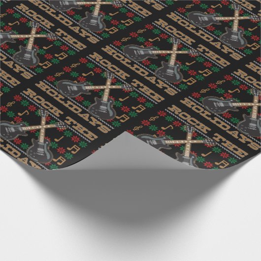 休日のギターの醜いクリスマスのセーターを揺すって下さい ラッピングペーパー (角)