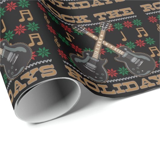 休日のギターの醜いクリスマスのセーターを揺すって下さい ラッピングペーパー (ロールコーナー)