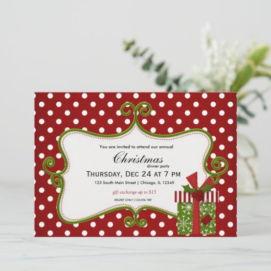 休日のギフト交換 招待状 (スタンド正面)