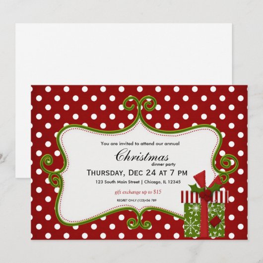 休日のギフト交換 招待状 (正面/裏面)