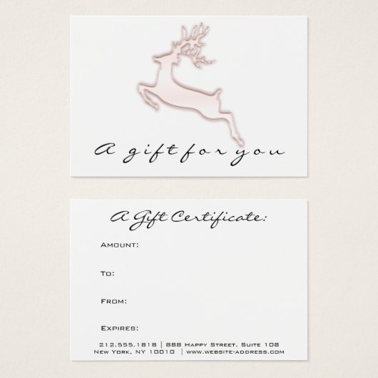 休日のギフト証明書メイクアップヘア爪、 ネイルドリンク (正面&裏面)