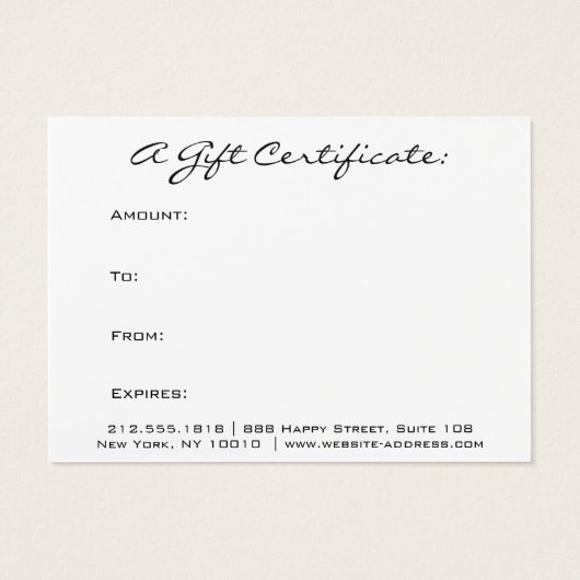 休日のギフト証明書メイクアップヘア爪、 ネイルドリンク (裏面)