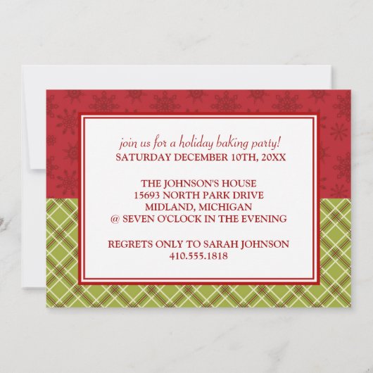 休日のクッキーのベーキングのパーティの招待状 招待状 (裏面)