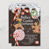 休日のクッキー交換クリスマスのパーティの招待状 招待状 (正面/裏面)