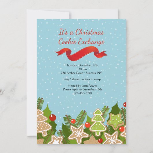 休日のクッキー交換招待状 招待状 (正面)