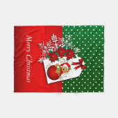休日のクリスマスくま フリースブランケット (正面(横))