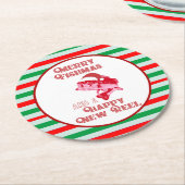 休日のクリスマスのおもしろいな採取のFishmasのコースター ラウンドペーパーコースター (アングル)