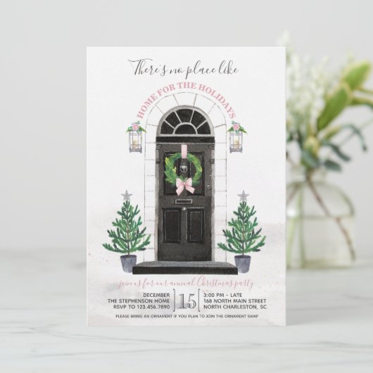 休日のクリスマスのパーティの招待状のための家 招待状 (スタンド正面)