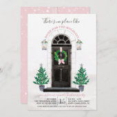 休日のクリスマスのパーティの招待状のための家 招待状 (正面/裏面)