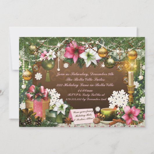 休日のクリスマスのパーティの招待状 招待状 (裏面)
