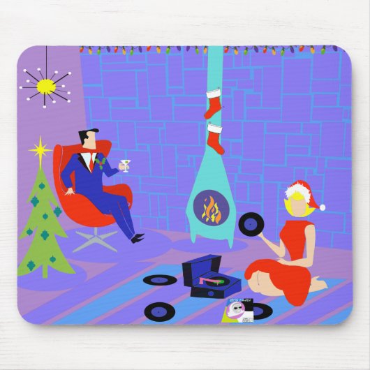 休日のクリスマスのマウスパッドのためのレトロの家 マウスパッド (正面)