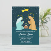 休日のクリスマスの招待のギフトの出生 招待状 (スタンド正面)