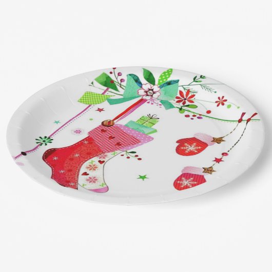 休日のクリスマスの紙皿のための家 ペーパープレート (アングル)