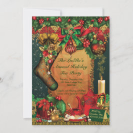 休日のクリスマスの茶パーティの招待状 招待状