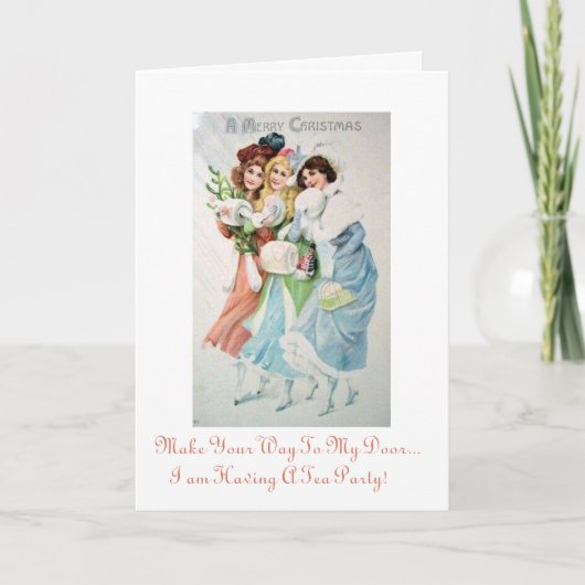 休日のクリスマスの茶パーティの招待状 招待状 (正面)