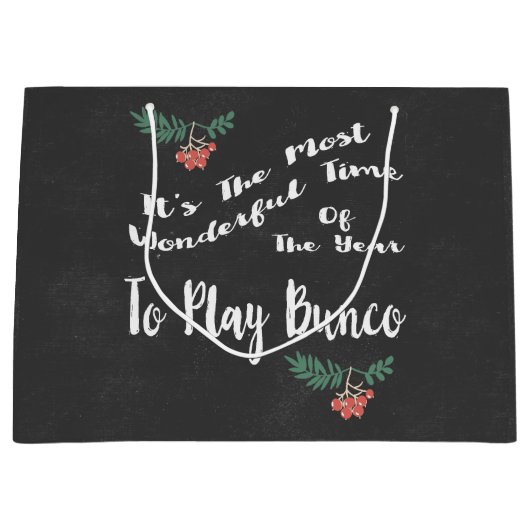 休日のクリスマスのBuncoのギフト交換バッグ ラージペーパーバッグ (正面)