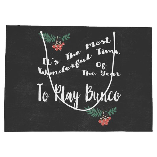 休日のクリスマスのBuncoのギフト交換バッグ ラージペーパーバッグ (裏面)