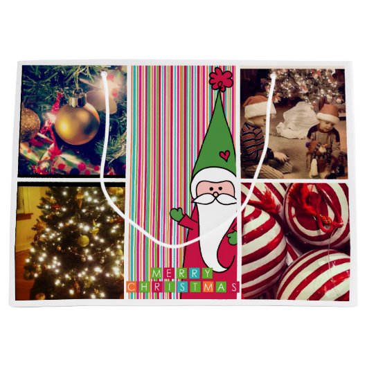 休日のクリスマスのinstagramの写真のギフトバッグ ラージペーパーバッグ (正面)