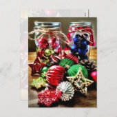 休日のクリスマスオーナメントのメーソンジャーの郵便はがき シーズンポストカード (正面/裏面)