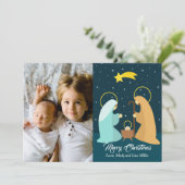 休日のクリスマスグリーティングフォトカード出生 招待状 (スタンド正面)