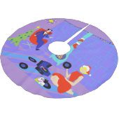 休日のクリスマスツリーのスカートのためのレトロの家 ブラッシュドポリエステルツリースカート (アングル)