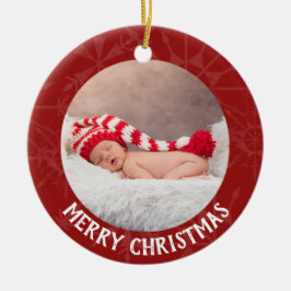 休日のクリスマス2の写真年の赤の雪片 セラミックオーナメント