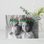 休日のグリーティングカード – 赤と緑の見出し サンキューカード (スタンド正面)