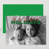 休日のグリーティングカード – 赤と緑の見出し サンキューカード (正面/裏面)