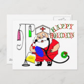 休日のサンタの幸せなナース シーズンポストカード (正面/裏面)