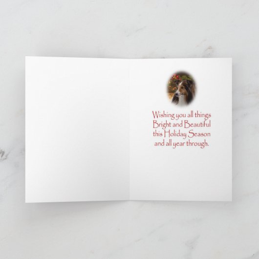 休日のシェットランド・シープドッグのクリスマスカード シーズンカード (内部)