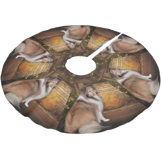 休日のシェットランド・シープドッグの木のスカート ブラッシュドポリエステルツリースカート (アングル)