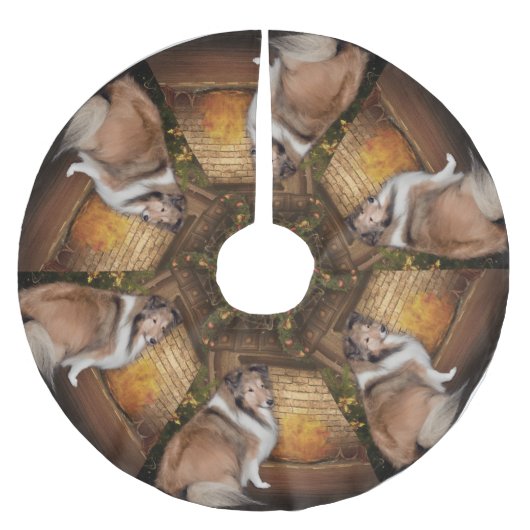 休日のシェットランド・シープドッグの木のスカート ブラッシュドポリエステルツリースカート (正面)