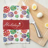 休日のジングルベルの幸せなクリスマス キッチンタオル (四つ折り)