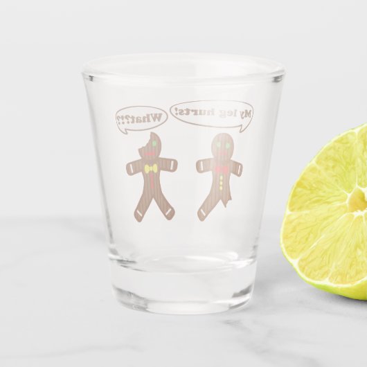 休日のジンジャーブレッドのユーモアのクリスマス ショットグラス (裏面)