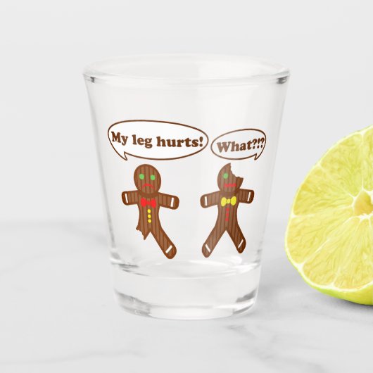 休日のジンジャーブレッドのユーモアのクリスマス ショットグラス (正面)