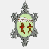 休日のジンジャーブレッドのユーモア スノーフレークピューターオーナメント (左)