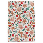 休日のジンジャーブレッド、トナカイ、クリスマスツリー ミディアムペーパーバッグ (正面)