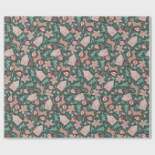 休日のジンジャーブレッド、トナカイ、クリスマスツリー ラッピングペーパー (フラット)