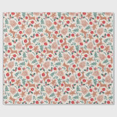 休日のジンジャーブレッド、トナカイ、クリスマスツリー ラッピングペーパー (フラット)