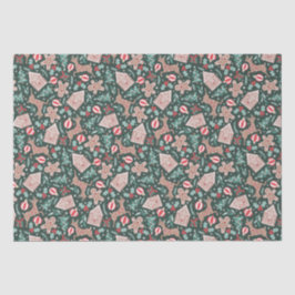 休日のジンジャーブレッド、トナカイ、クリスマスツリー 薄葉紙